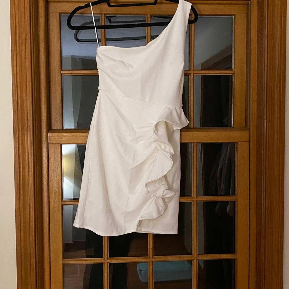 Hello Molly Cream One-Shoulder Dress